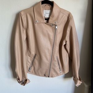 Anthropologie tan nude faux leather jacket